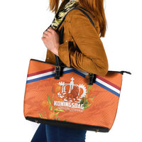 Koningsdag Netherlands King's Day Leather Tote Bag Oranje Boven Holland Tulips