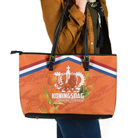 Koningsdag Netherlands King's Day Leather Tote Bag Oranje Boven Holland Tulips