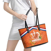 Koningsdag Netherlands King's Day Leather Tote Bag Oranje Boven Holland Tulips