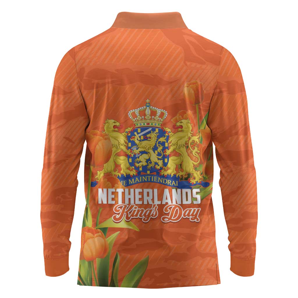 Koningsdag Netherlands King's Day Long Sleeve Polo Shirt Oranje Boven Holland Tulips