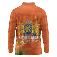 Koningsdag Netherlands King's Day Long Sleeve Polo Shirt Oranje Boven Holland Tulips