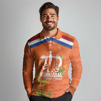 Koningsdag Netherlands King's Day Long Sleeve Polo Shirt Oranje Boven Holland Tulips