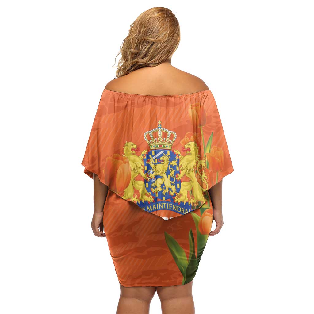 Koningsdag Netherlands King's Day Off Shoulder Short Dress Oranje Boven Holland Tulips