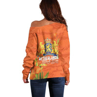 Koningsdag Netherlands King's Day Off Shoulder Sweater Oranje Boven Holland Tulips