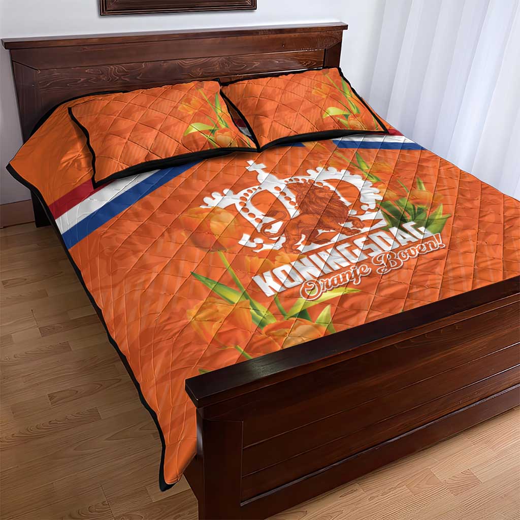 Koningsdag Netherlands King's Day Quilt Bed Set Oranje Boven Holland Tulips