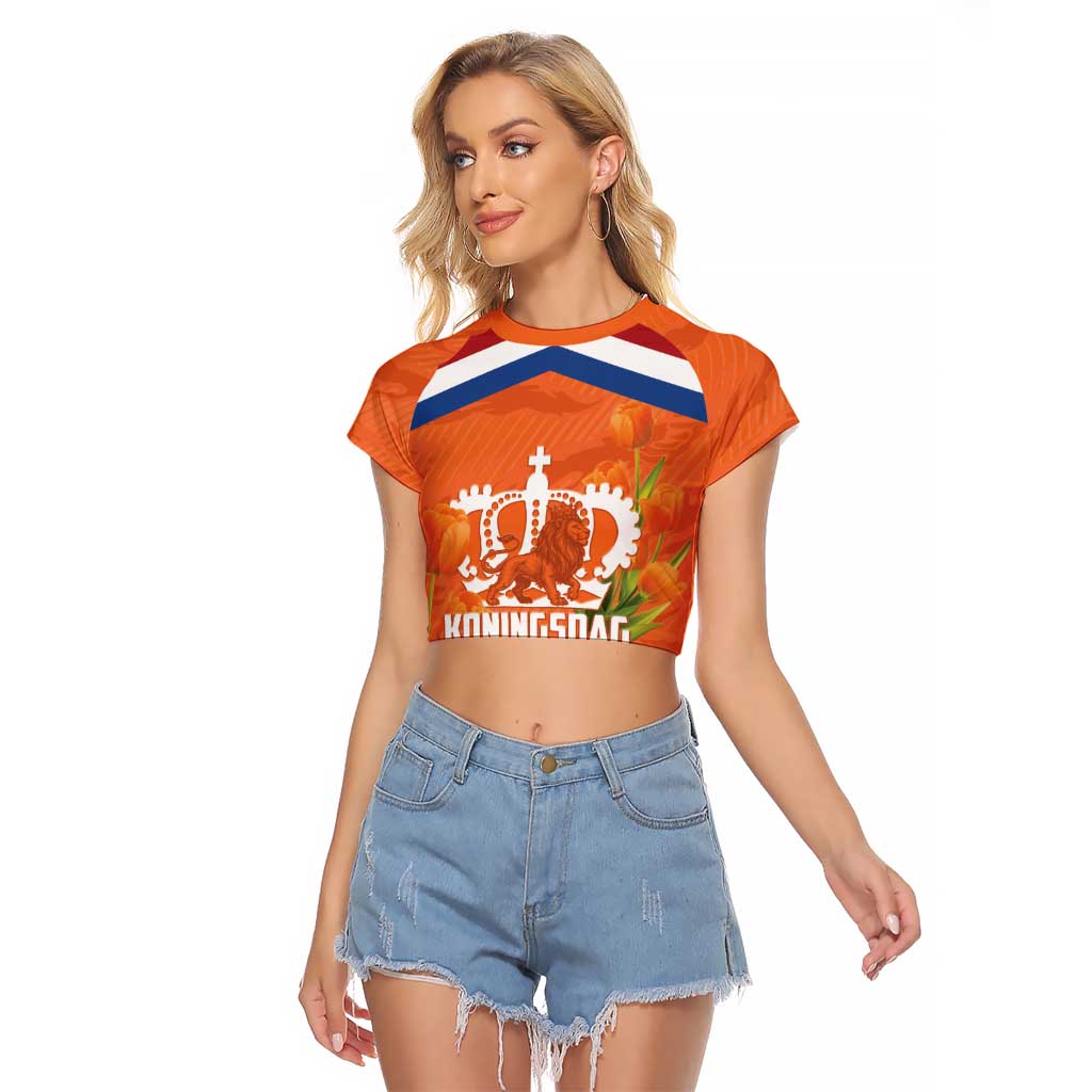 Koningsdag Netherlands King's Day Raglan Cropped T Shirt Oranje Boven Holland Tulips
