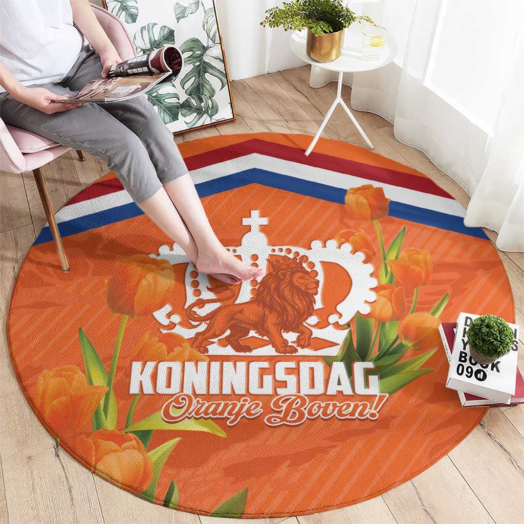 Koningsdag Netherlands King's Day Round Carpet Oranje Boven Holland Tulips