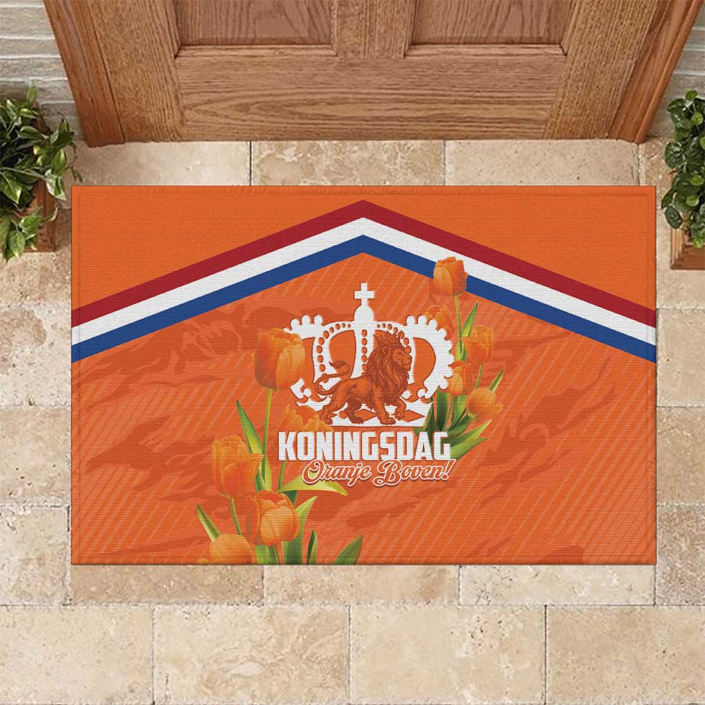 Koningsdag Netherlands King's Day Rubber Doormat Oranje Boven Holland Tulips