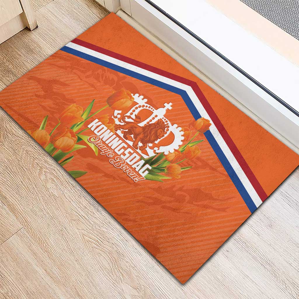 Koningsdag Netherlands King's Day Rubber Doormat Oranje Boven Holland Tulips