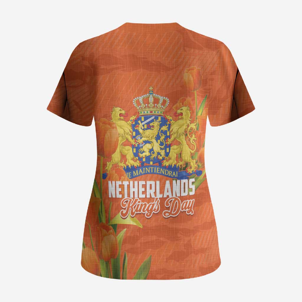 Koningsdag Netherlands King's Day Scrub Top Oranje Boven Holland Tulips