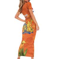 Koningsdag Netherlands King's Day Short Sleeve Bodycon Dress Oranje Boven Holland Tulips