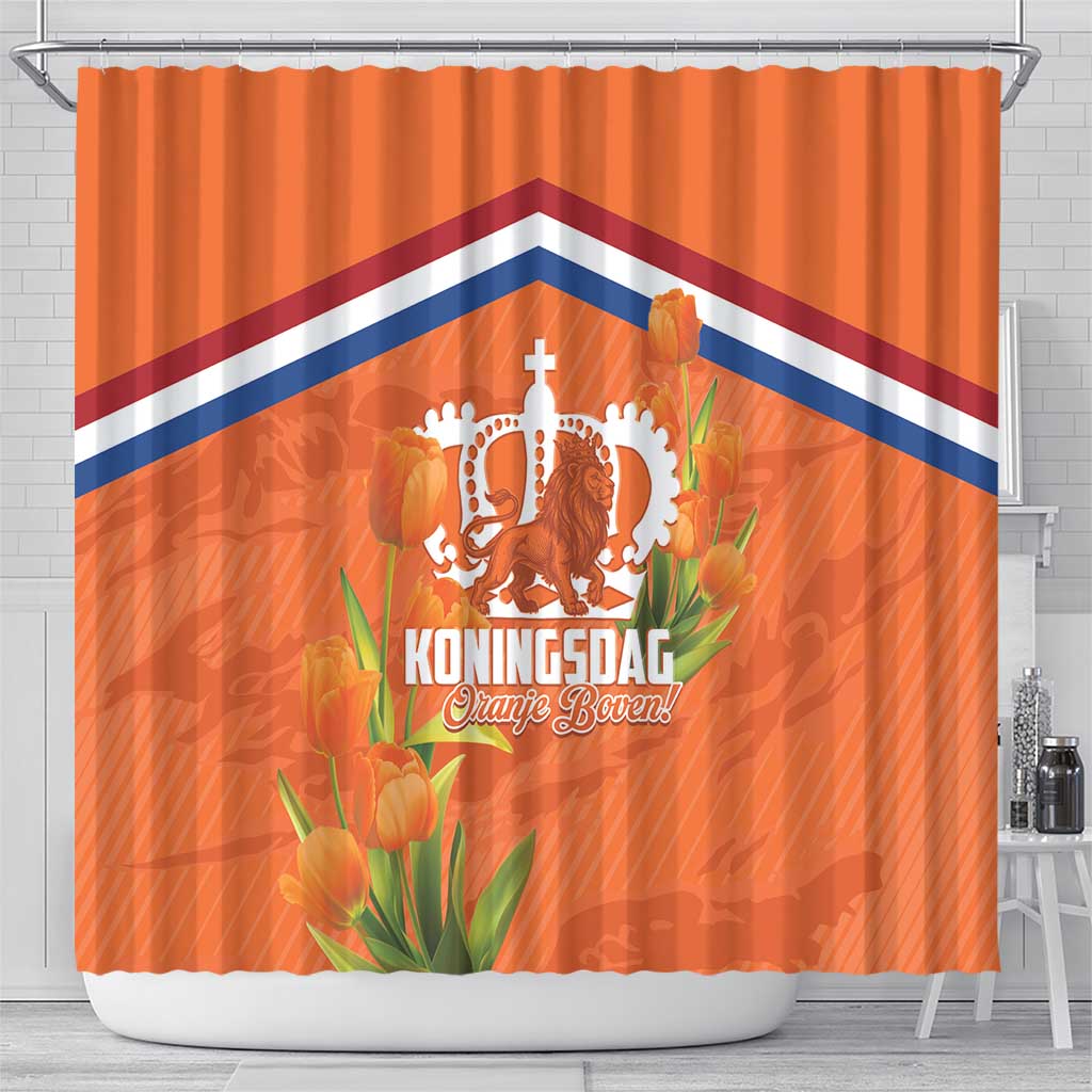 Koningsdag Netherlands King's Day Shower Curtain Oranje Boven Holland Tulips