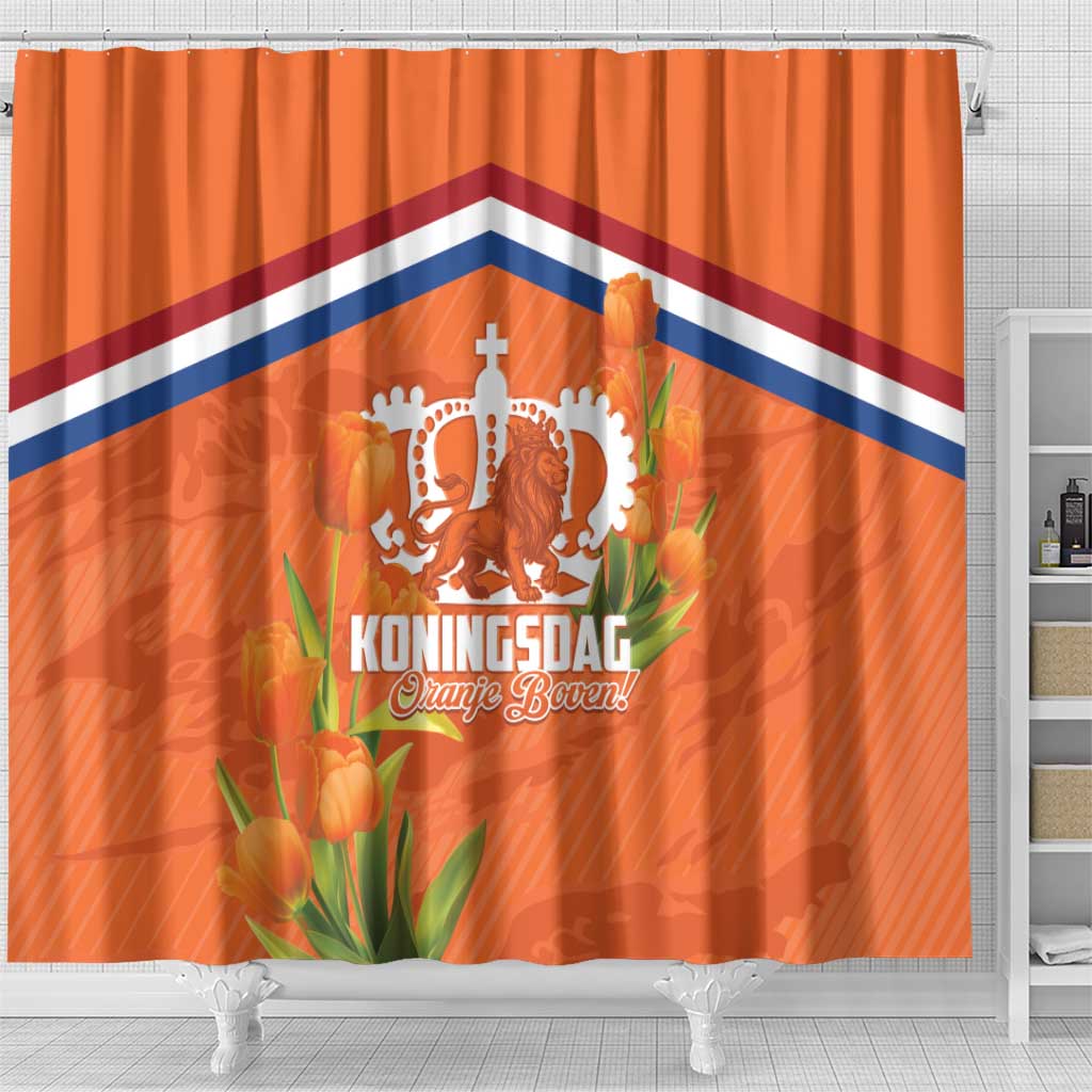 Koningsdag Netherlands King's Day Shower Curtain Oranje Boven Holland Tulips