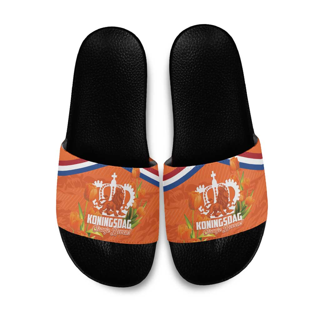 Koningsdag Netherlands King's Day Slide Sandals Oranje Boven Holland Tulips