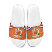 Koningsdag Netherlands King's Day Slide Sandals Oranje Boven Holland Tulips