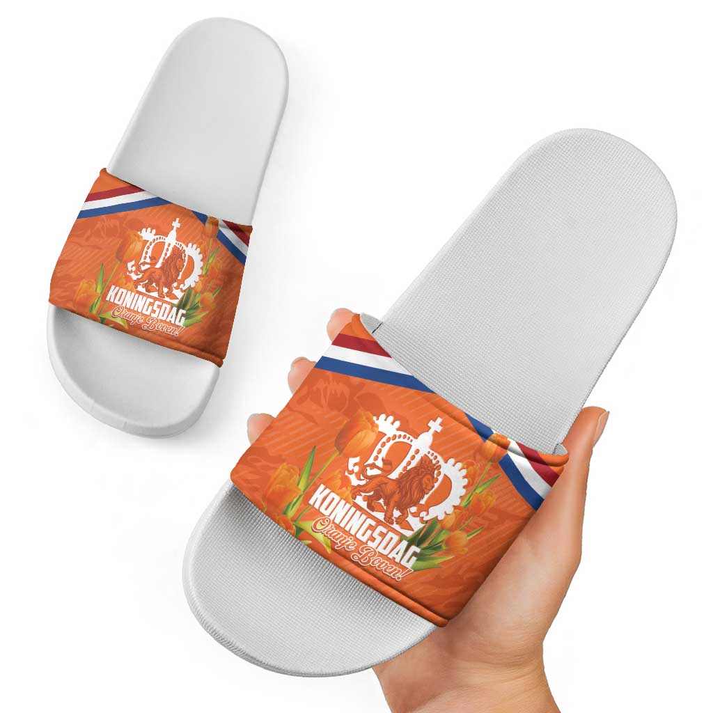 Koningsdag Netherlands King's Day Slide Sandals Oranje Boven Holland Tulips