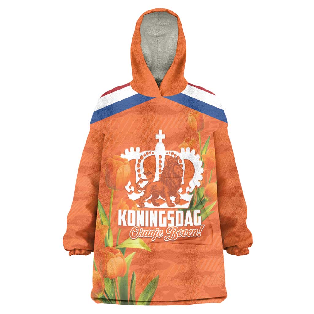 Koningsdag Netherlands King's Day Wearable Blanket Hoodie Oranje Boven Holland Tulips