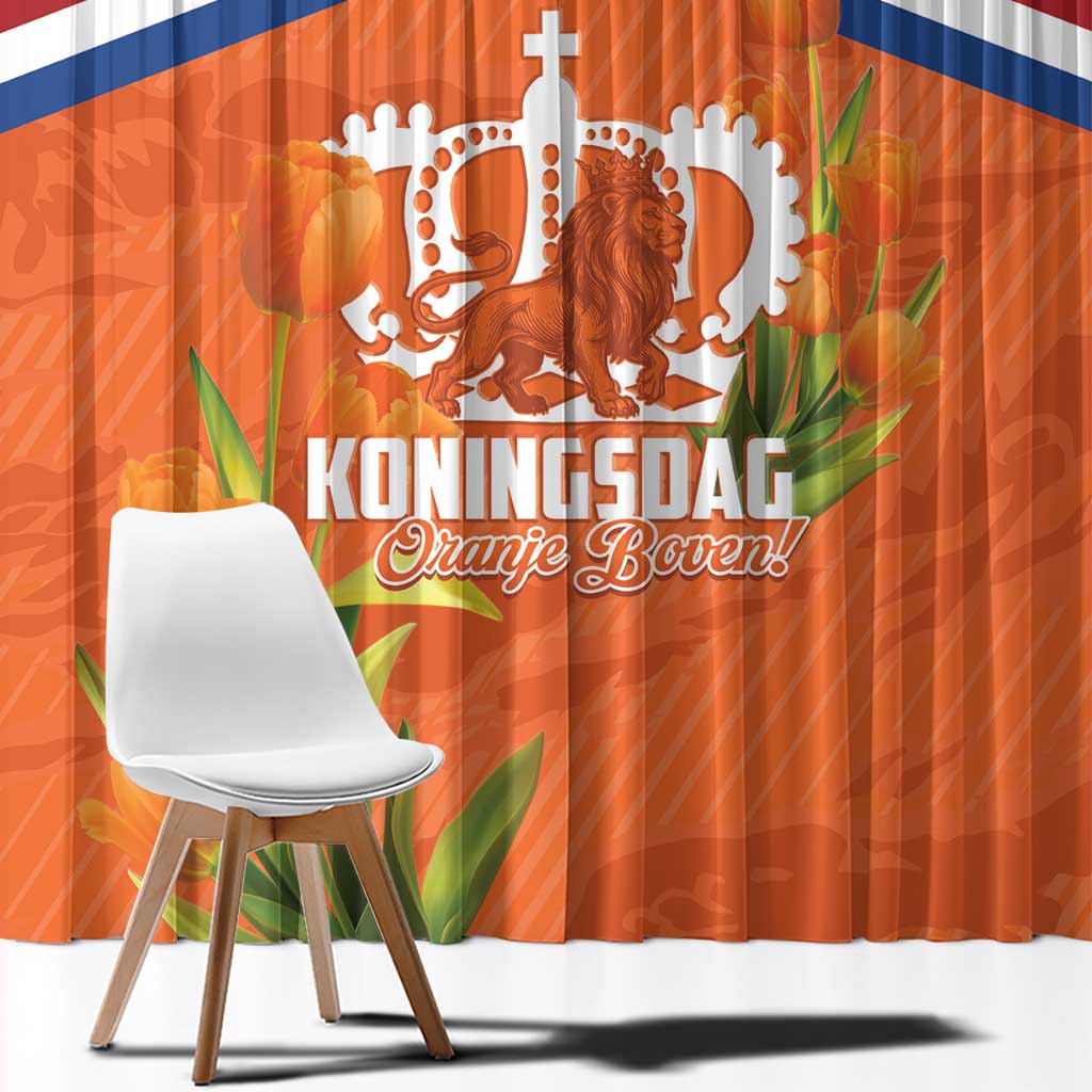 Koningsdag Netherlands King's Day Window Curtain Oranje Boven Holland Tulips