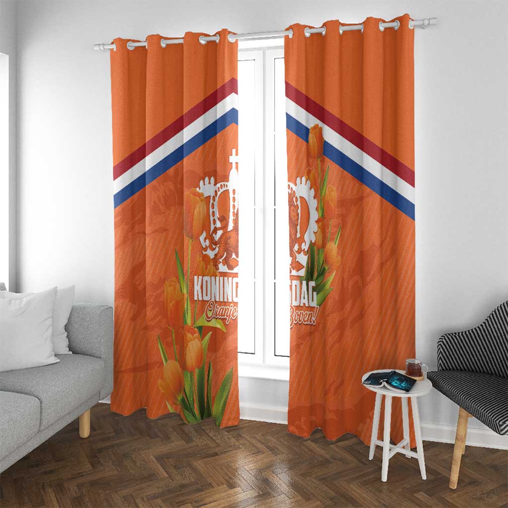 Koningsdag Netherlands King's Day Window Curtain Oranje Boven Holland Tulips