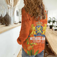 Koningsdag Netherlands King's Day Women Casual Shirt Oranje Boven Holland Tulips