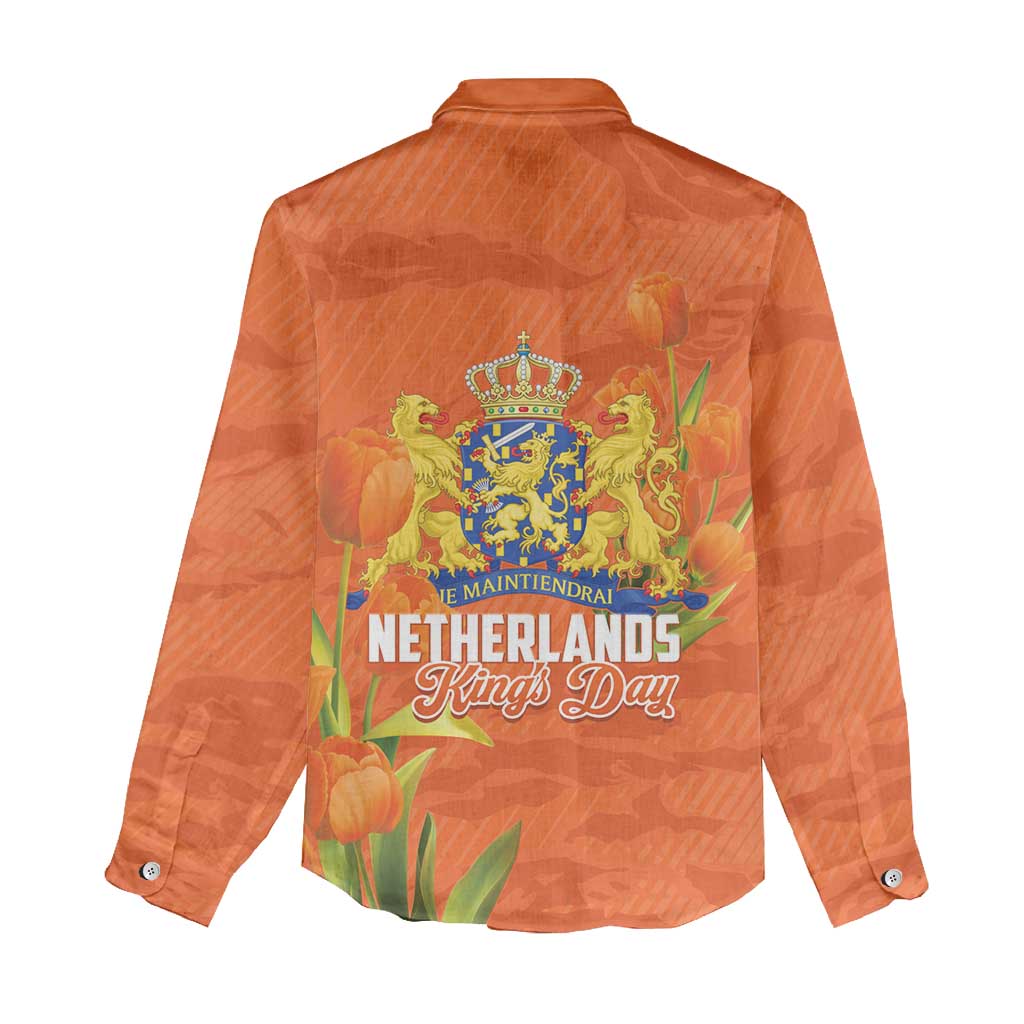 Koningsdag Netherlands King's Day Women Casual Shirt Oranje Boven Holland Tulips