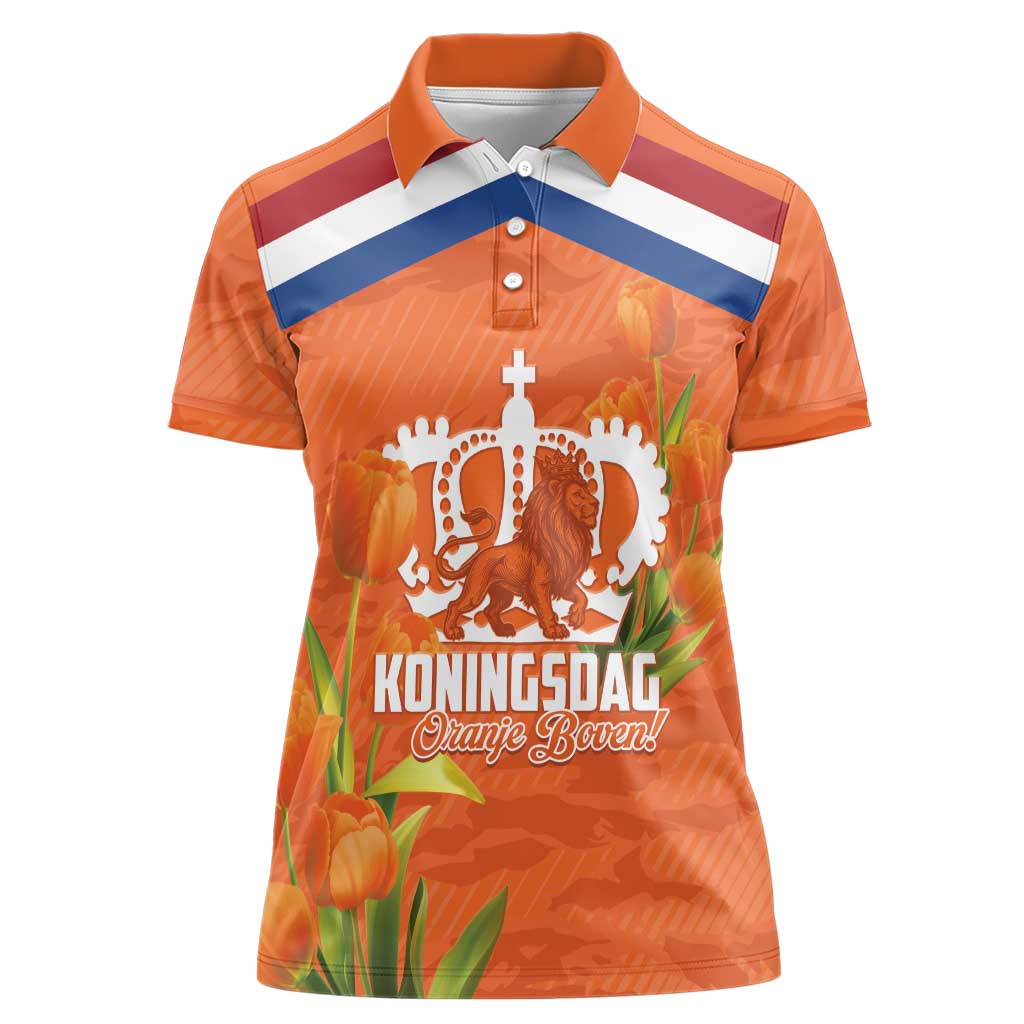 Koningsdag Netherlands King's Day Women Polo Shirt Oranje Boven Holland Tulips
