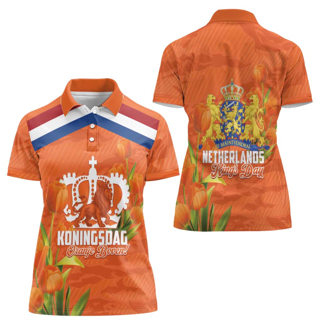 Koningsdag Netherlands King's Day Women Polo Shirt Oranje Boven Holland Tulips