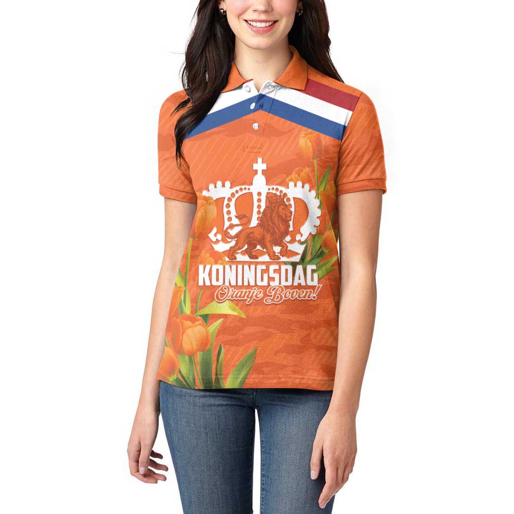 Koningsdag Netherlands King's Day Women Polo Shirt Oranje Boven Holland Tulips