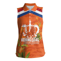 Koningsdag Netherlands King's Day Women Sleeveless Polo Shirt Oranje Boven Holland Tulips