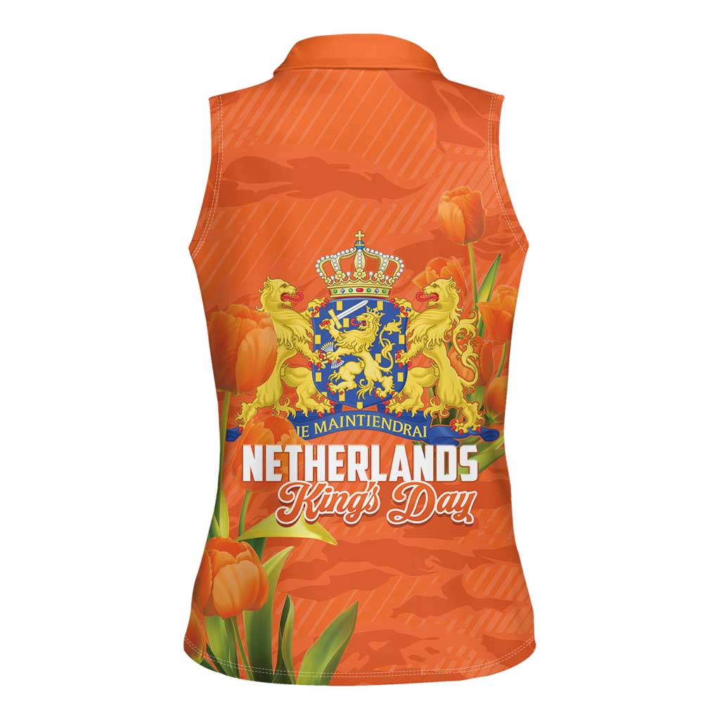 Koningsdag Netherlands King's Day Women Sleeveless Polo Shirt Oranje Boven Holland Tulips