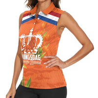 Koningsdag Netherlands King's Day Women Sleeveless Polo Shirt Oranje Boven Holland Tulips