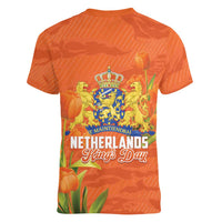 Koningsdag Netherlands King's Day Women V-Neck T-Shirt Oranje Boven Holland Tulips