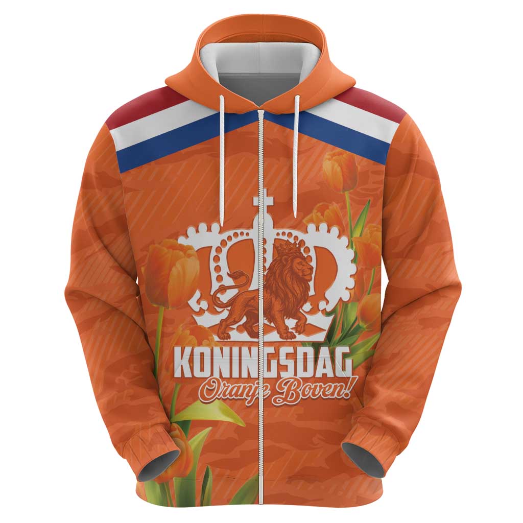 Koningsdag Netherlands King's Day Zip Hoodie Oranje Boven Holland Tulips