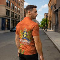 Koningsdag Netherlands King's Day Zipper Polo Shirt Oranje Boven Holland Tulips