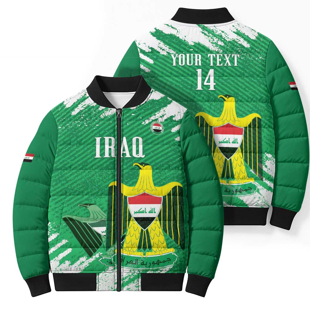 Iraq Football Custom Bomber Puffer Jacket Come On Lions of Mesopotamia