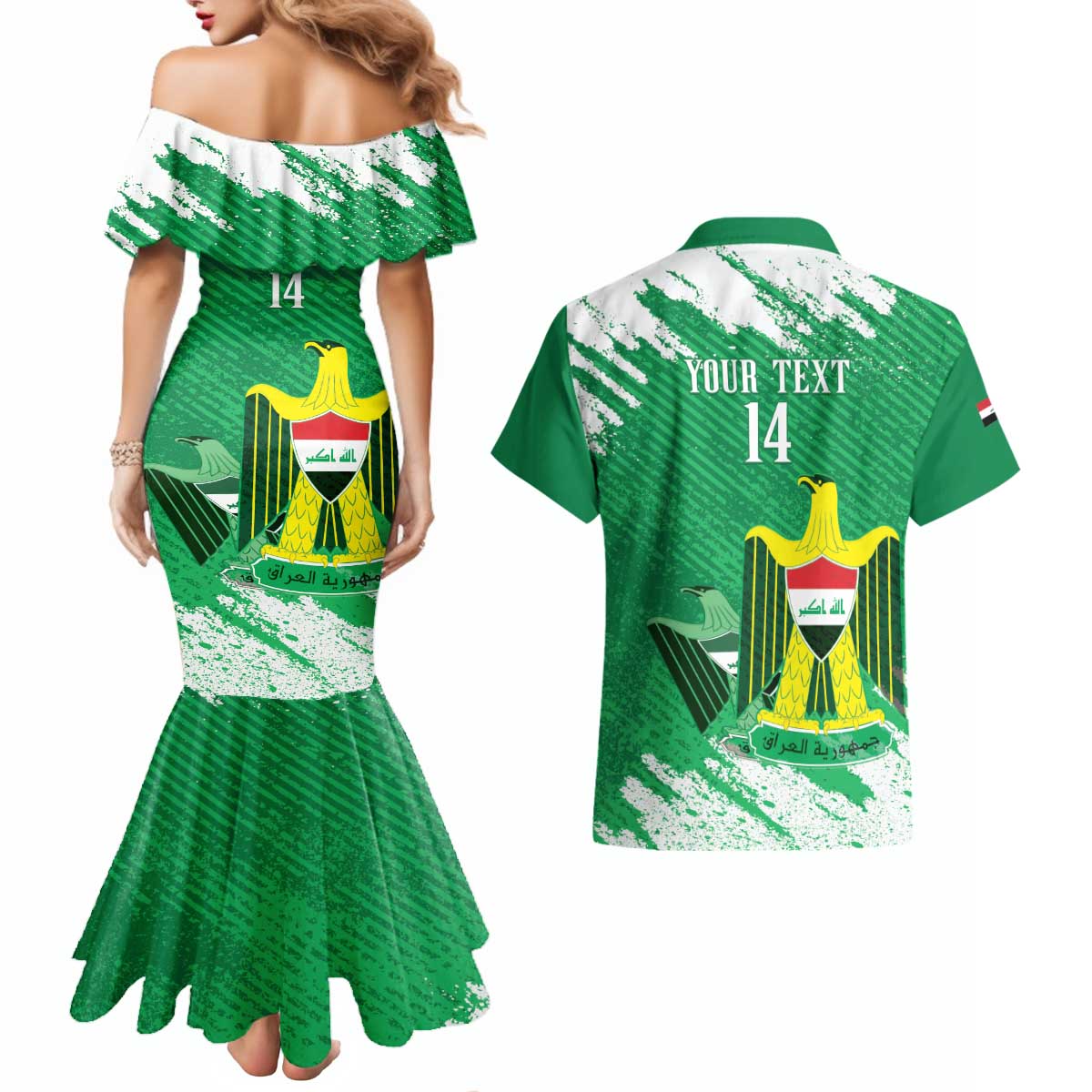 Iraq Football Custom Couples Matching Mermaid Dress and Hawaiian Shirt Come On Lions of Mesopotamia