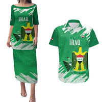 Iraq Football Custom Couples Matching Puletasi and Hawaiian Shirt Come On Lions of Mesopotamia