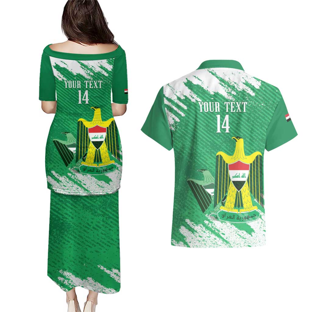 Iraq Football Custom Couples Matching Puletasi and Hawaiian Shirt Come On Lions of Mesopotamia