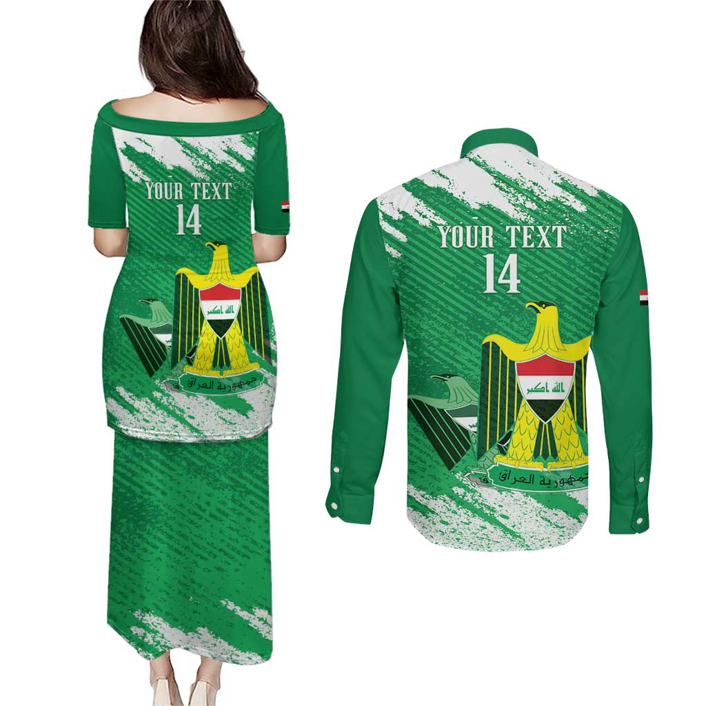 Iraq Football Custom Couples Matching Puletasi and Long Sleeve Button Shirt Come On Lions of Mesopotamia
