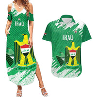 Iraq Football Custom Couples Matching Summer Maxi Dress and Hawaiian Shirt Come On Lions of Mesopotamia