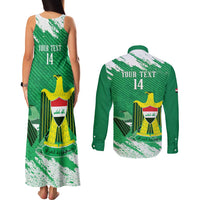 Iraq Football Custom Couples Matching Tank Maxi Dress and Long Sleeve Button Shirt Come On Lions of Mesopotamia