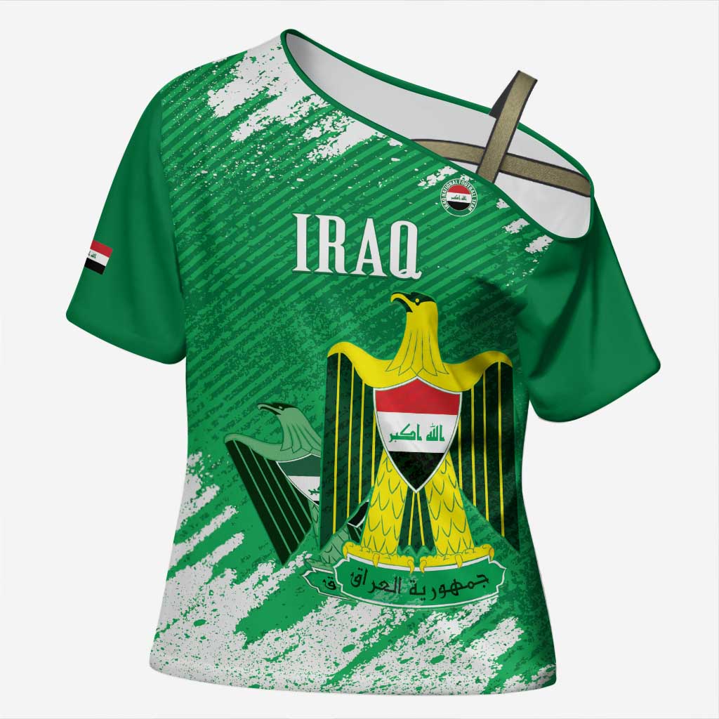 Iraq Football Custom Cross Shoulder Shirt Come On Lions of Mesopotamia