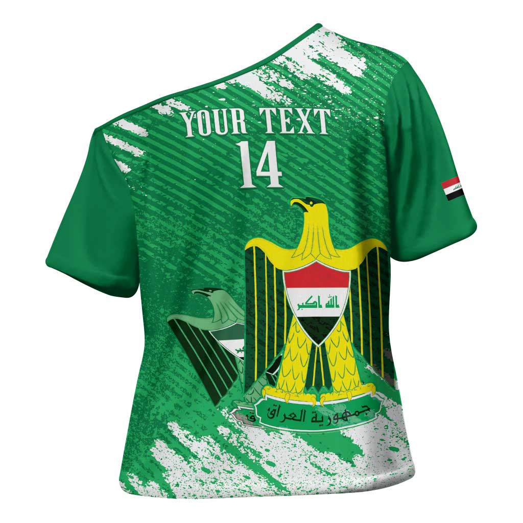 Iraq Football Custom Cross Shoulder Shirt Come On Lions of Mesopotamia
