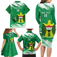 Iraq Football Custom Family Matching Long Sleeve Bodycon Dress and Hawaiian Shirt Come On Lions of Mesopotamia