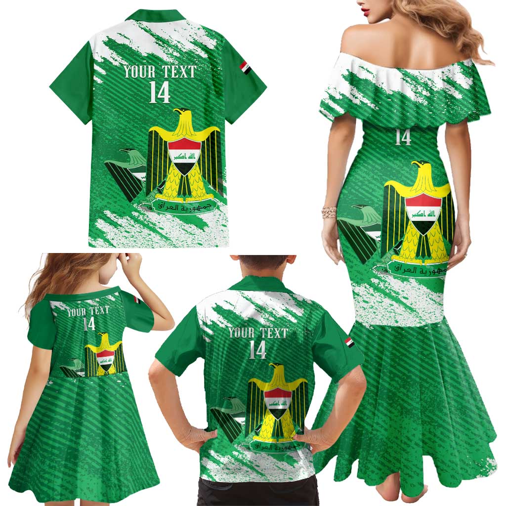 Iraq Football Custom Family Matching Mermaid Dress and Hawaiian Shirt Come On Lions of Mesopotamia