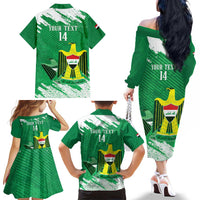 Iraq Football Custom Family Matching Off The Shoulder Long Sleeve Dress and Hawaiian Shirt Come On Lions of Mesopotamia