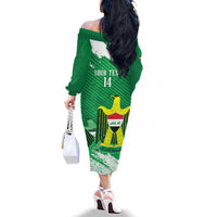 Iraq Football Custom Family Matching Off The Shoulder Long Sleeve Dress and Hawaiian Shirt Come On Lions of Mesopotamia