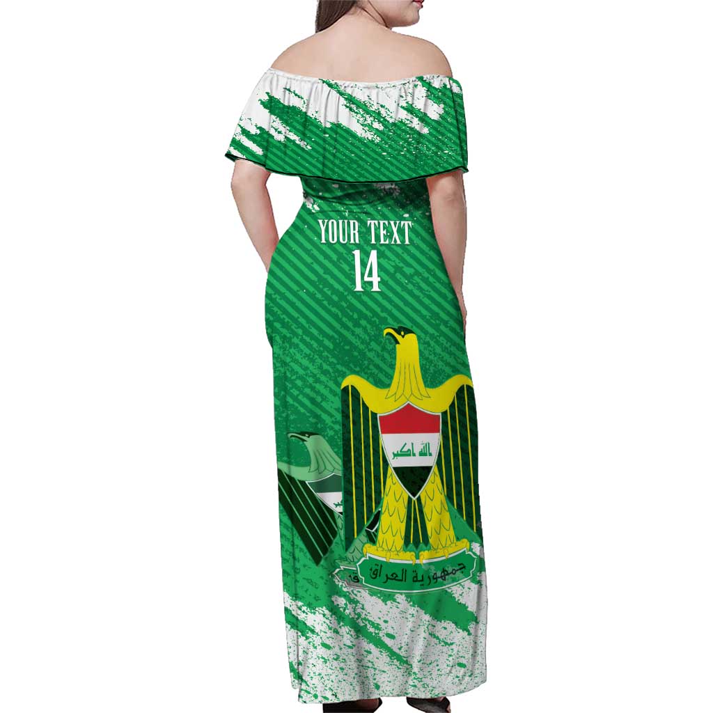Iraq Football Custom Family Matching Off Shoulder Maxi Dress and Hawaiian Shirt Come On Lions of Mesopotamia