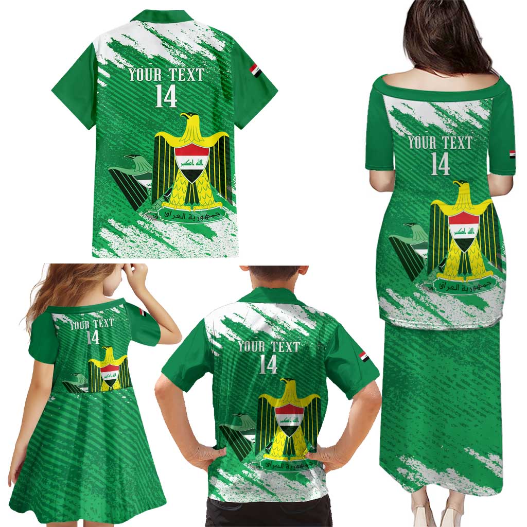 Iraq Football Custom Family Matching Puletasi and Hawaiian Shirt Come On Lions of Mesopotamia