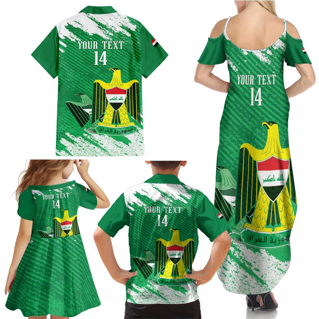 Iraq Football Custom Family Matching Summer Maxi Dress and Hawaiian Shirt Come On Lions of Mesopotamia